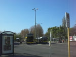 berlin/546/man-doppeldecker-auf-der-linie-x11-nach MAN-Doppeldecker auf der Linie X11 nach S-Bahnhof Lichterfelde Ost und Solaris-Gelenkbus auf der Linie M11 nach U-Bahnhof Oskar-Helene-Heim am S-Bahnhof Sch�neweide/Sterndamm.(25.4.2010)