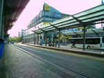 MAN-Bus der 1.Generation fhrt die Haltestelle am Saarbrcker-Hauptbahnhof an.