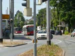 Wg.4539 vom Typ Solaris Urbino 18 der BSAG auf der Linie 21 nach Sebaldsbrck und Wg.4502 vom Typ MAN NG der BSAG mit Werbung fr Cinemaxx auf der Tram Ersatzlinie 10E nach Sebaldsbrck beim erreichen der Hst.Trinidatstrae.